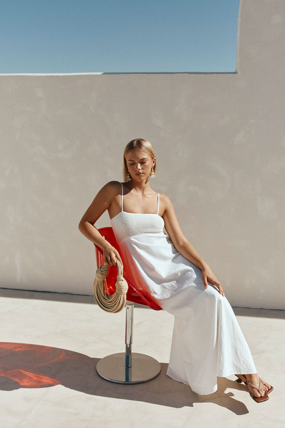 White maxi dress, back view