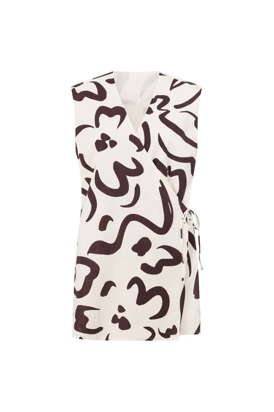 Cream mini dress with a wrap silhouette, front view