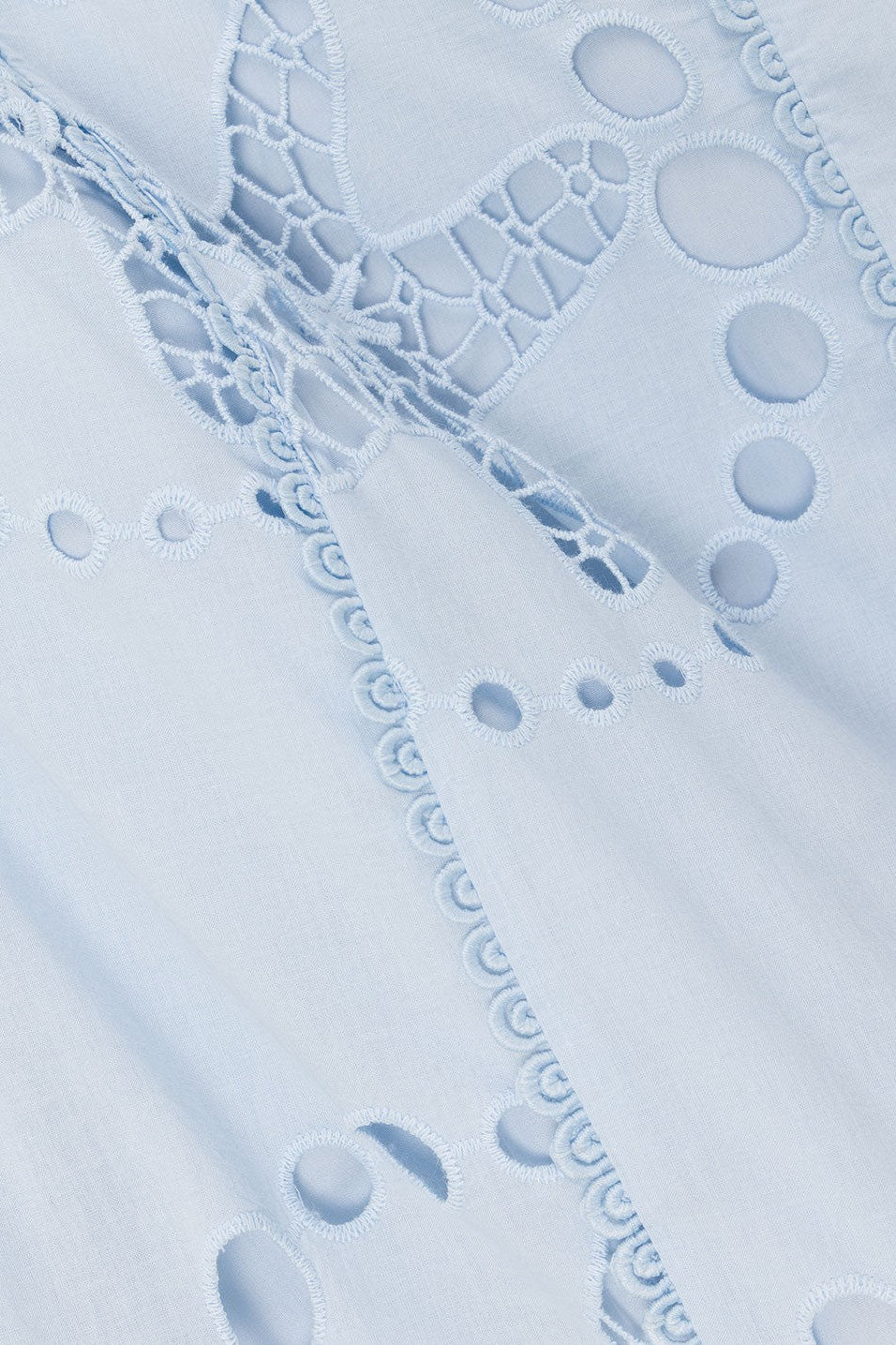 Blue maxi dress with a round neckline, front view