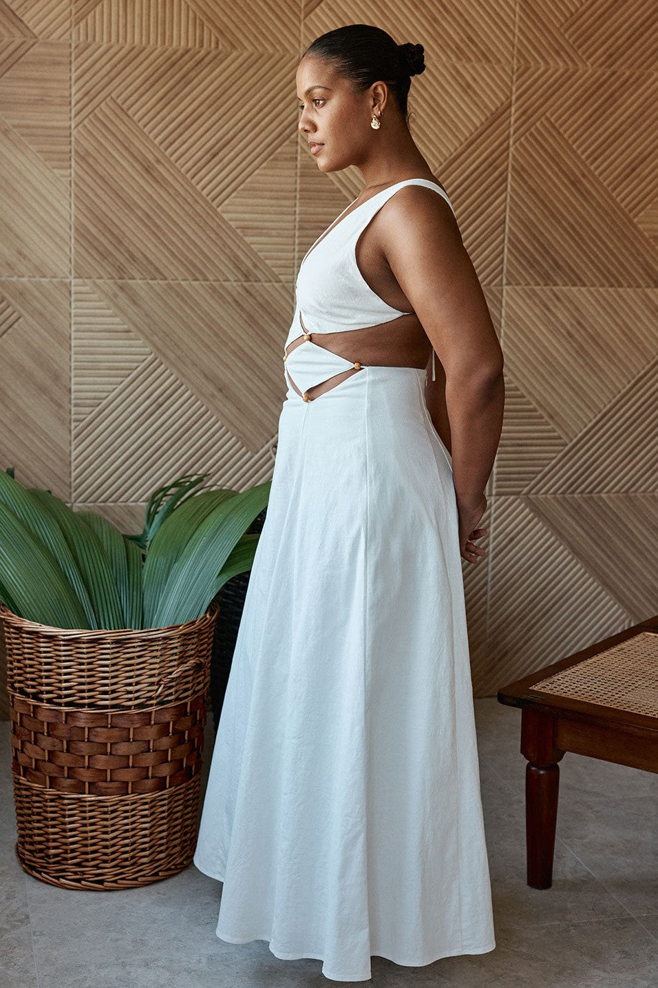 White maxi dress, front view
