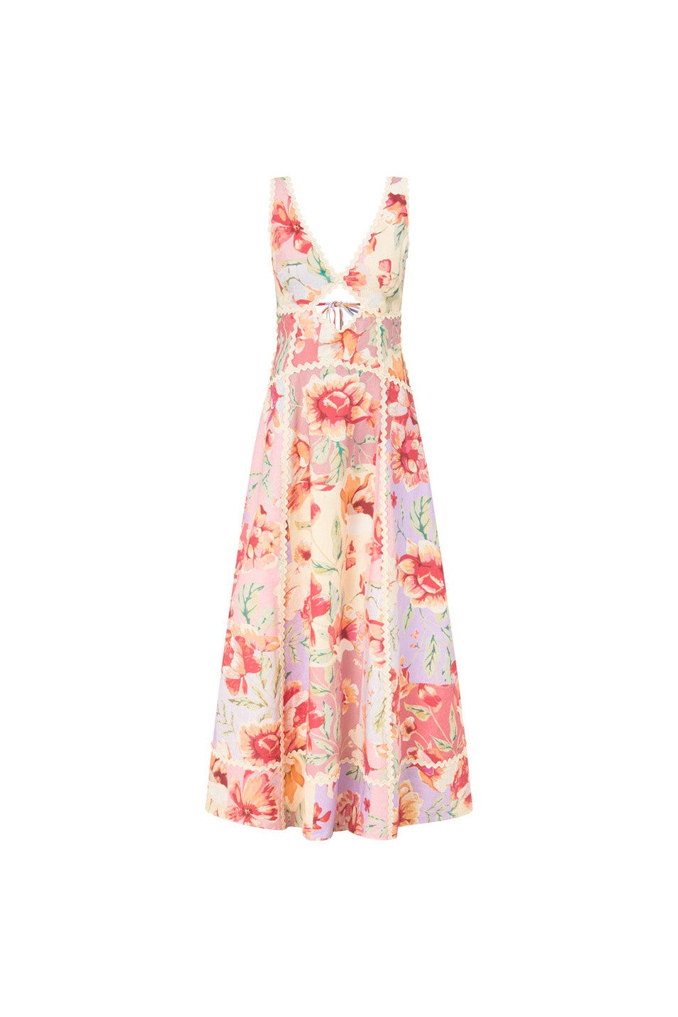 Pink maxi dress with an open back, back view