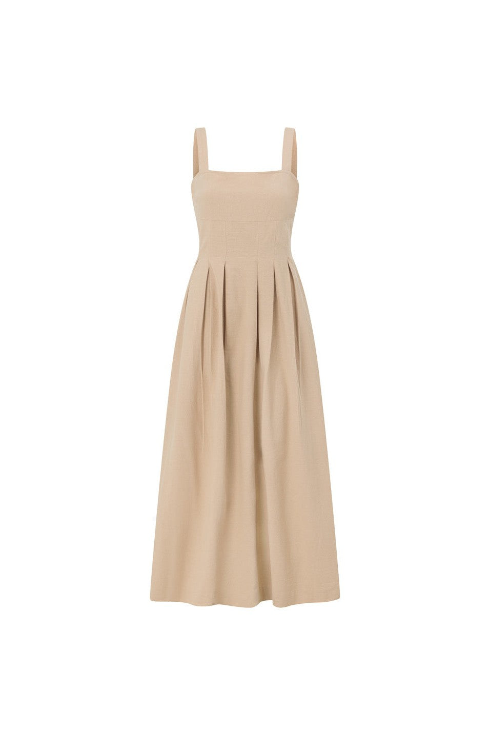 Tan maxi dress, back view