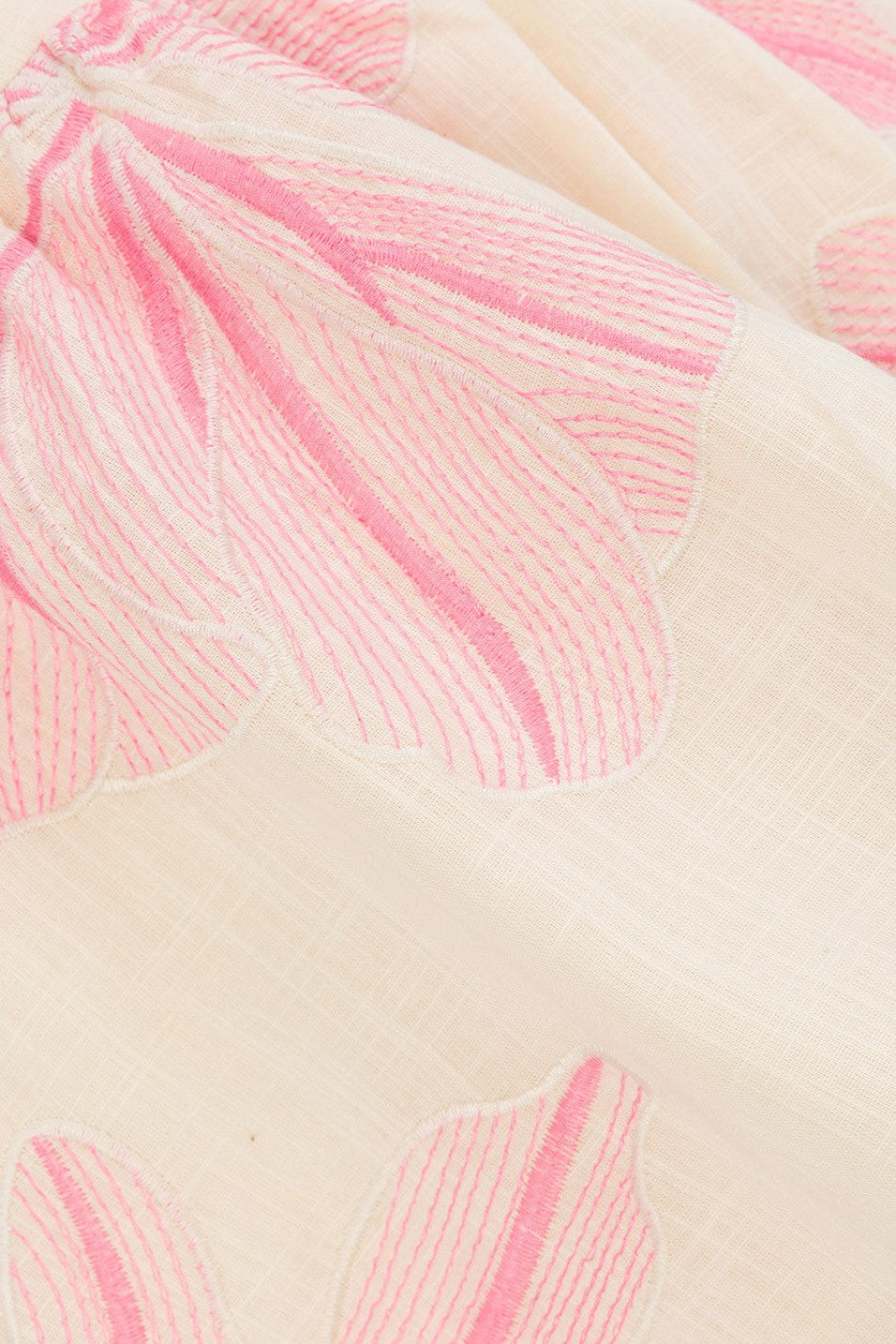 Pink mini dress with a wrap silhouette, detail view