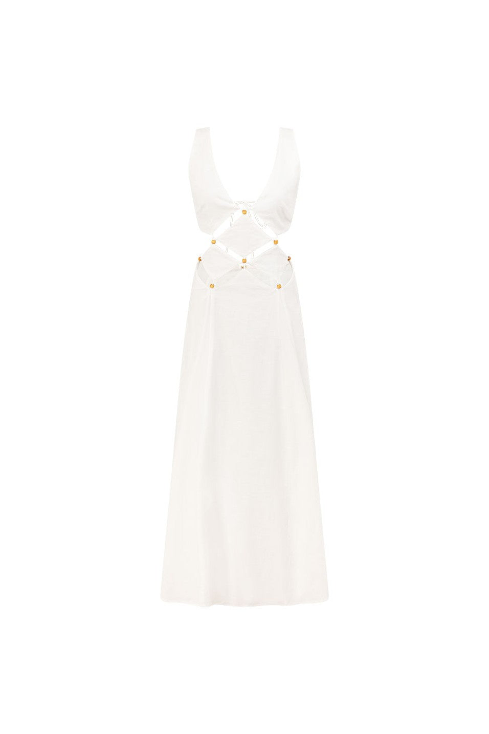 White maxi dress, side view